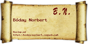 Bóday Norbert névjegykártya